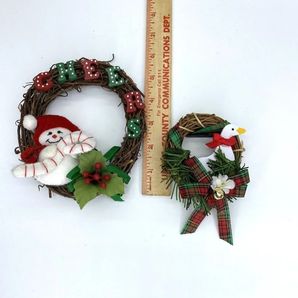 Christmas Decor Lot Primitive Farmhouse Wood Fabric Wreath Reindeer Set 6 Rustic